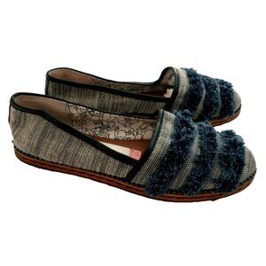 Ellen Degeneres Women's Nolana Slip-On Flats Woven Fabric Rubber Sole Blue- 8.5M